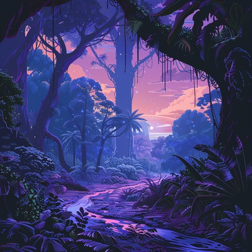 Explore an interstellar rainforest where cosmic rhythms and lush, tropical sounds fuse into a groovy, captivating track. Theremin melodies soar over a bed of exotic percussion and electronic textures, delivering an immersive experience.