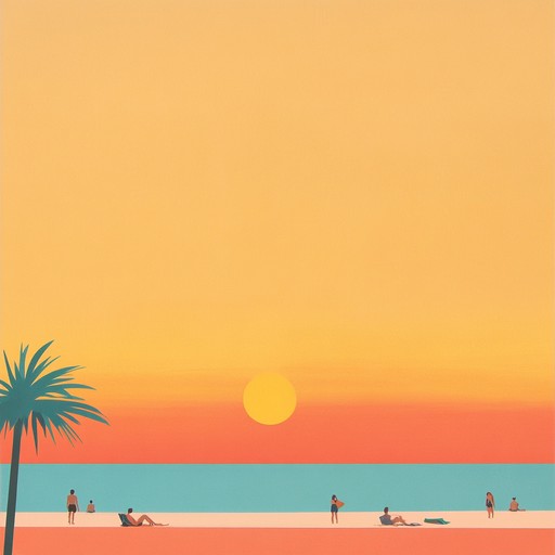 A tranquil instrumental piece blending laid back funk rhythms with the melodic elements of rock, evoking the peacefulness of a summer evening by the beach. The smooth guitar riffs and gentle percussion create a serene yet groovy atmosphere.