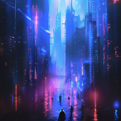 This instrumental synthwave track creates a suspenseful atmosphere with driving basslines, soaring synthesizers, and pulsating rhythms, set against a backdrop of neon lit cityscapes and shadowy figures. Perfect for evoking the feeling of a high stakes cyberpunk thriller.