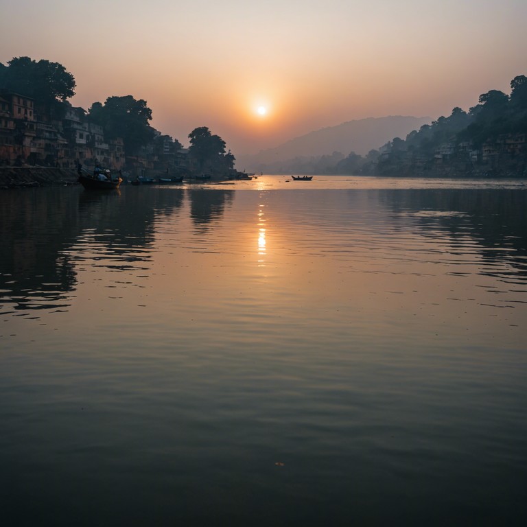 This track embodies the tranquil flow of the ganges at dawn, blending traditional hindustani influences with the serene sounds of nature. Each note captures the calm, reflective mood inspired by the river’s gentle movements, creating a peaceful auditory journey perfect for meditation or relaxation.