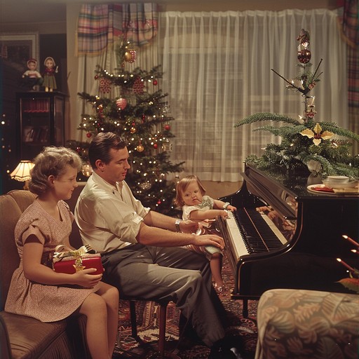 This instrumental piece captures the vintage holiday spirit of the 1950s through uplifting melodies and vibrant arrangements. It transports listeners to an era of classic holiday celebrations, filled with joy, laughter, and warmth, reminiscent of family gatherings and festive decor. An ideal accompaniment for creating a cheerful, nostalgic atmosphere during the holiday season.