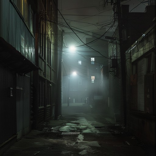 An eerie rap trailed by ghostly echoes, fragmented beats, and chilling synths, portraying a midnight journey through desolate city alleys immersed in a dark, ominous vibe.