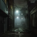 dark city ambience, eerie synths echo through haunted beats