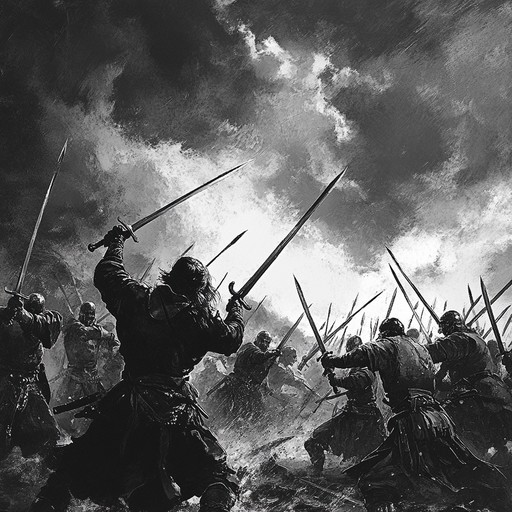This music piece invokes the scene of an ancient battlefield, where the rhythm of drums beats like the heart of the fight, enhancing dramatic moments and raising the adrenaline. Each beat mirrors the clash of swords and the strategic tension among warriors, delivering a compelling auditory journey into the art of war.
