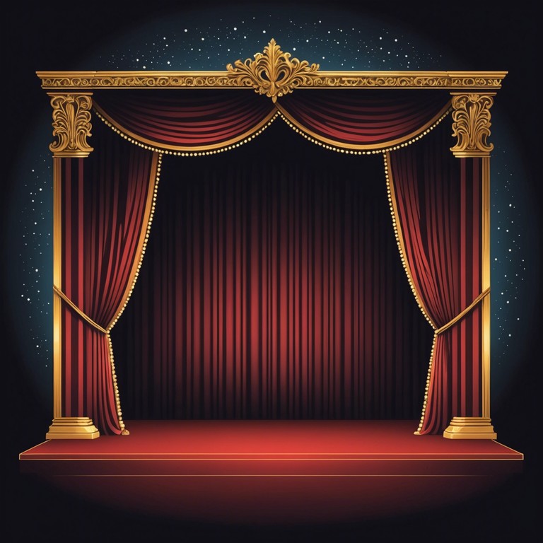 Echoes in velvet curtains weaves complex piano structures with soft, ethereal elements of glam rock, creating a sophisticated tapestry that's both nostalgic and luxurious. Its deep emotional pull engages listeners, transporting them to a space of introspective and vivid elegance.