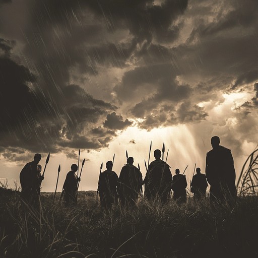 A fierce composition capturing the powerful rhythms of warriors' battle chants. Featuring traditional war drums and primal rhythms to evoke urgency and valor, immersing listeners in the ferocity of historical battles.