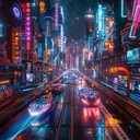 pounding electro beats with neon urban dystopian vibes