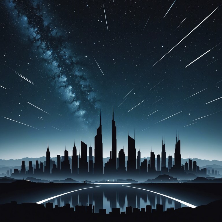 Imagine a surreal journey through a bustling cyberpunk cityscape, where vibrant synth melodies intertwine with the pulsating heartbeats of neon lights. The track unfolds as an electronic odyssey, harmoniously blending the raw pulse of city life with dreamlike, ethereal tones, encapsulating the essence of a night draped in artificial brilliance.