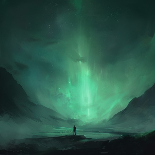 Imagine the serene beauty of the aurora borealis, where soft, undulating hues of green and violet dance across the starlit sky. The music captures this ethereal display with slowly shifting textures and a deep sense of wonder.