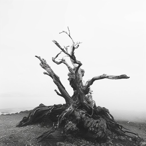 A dark, atmospheric instrumental piece featuring a haunting, twisted melody. The sound of creaking wood and rustling leaves creates an eerie, ancient forest ambiance. The music slowly builds in intensity, with deep, resonant bass notes and unsettling dissonance, evoking the image of gnarled tree roots reaching deep into the earth.