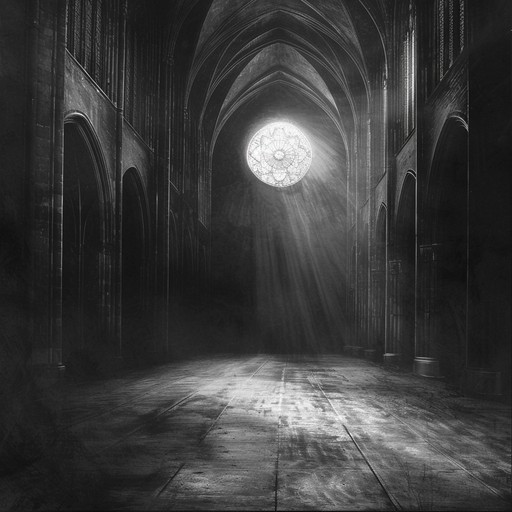 Feel the haunting presence of ancient spirits as creepy, dark whispers resonate in the cavernous spaces of an eerie, abandoned gothic cathedral. The tension is ever present, as the shadows seem to whisper secrets only the dark knows.