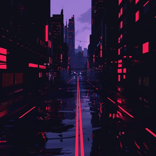 This track uses pulsing beats and eerie atmospheres to build a tense, suspenseful soundscape. The hypnotic rhythms and dark synth textures draw the listener into a high stakes chase through neon lit urban streets, invoking feelings of danger and anticipation.