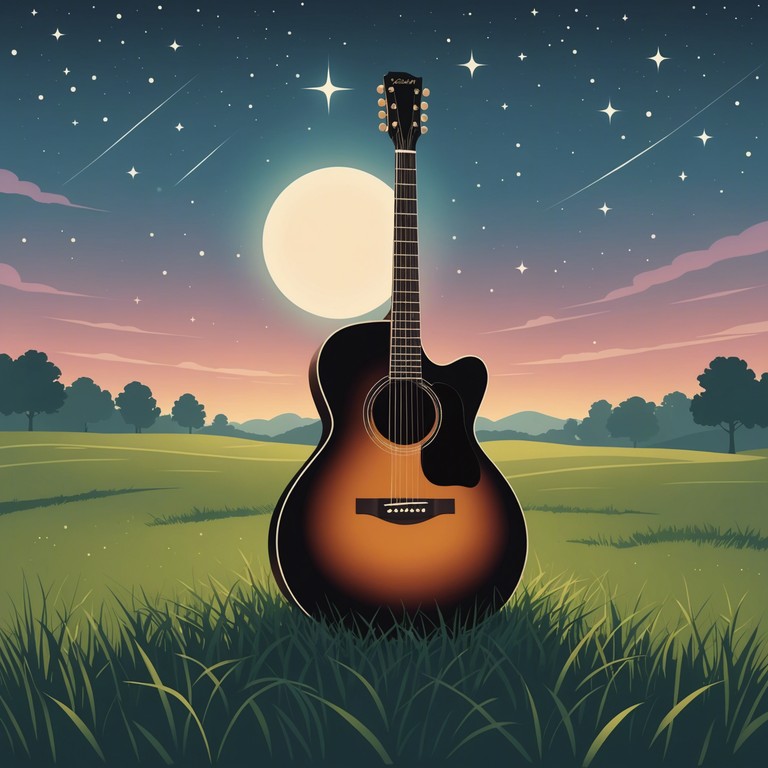 An intimate acoustic guitar piece that draws listeners into a romantically serene place beneath a velvet sky twinkling with stars. The melody ebbs and flows like a gentle river, providing a serenade that captures the essence of a quiet, romantic evening. The arrangement emphasizes soft dynamics and intricate harmonies that create a feeling of closeness and intimacy.