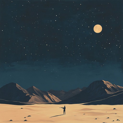 The song transports listeners to vast deserts of the old west, where haunting native american flute melodies intertwine with gentle acoustic guitar, creating an ethereal atmosphere filled with mystery and wonder. Ethnic percussion adds rhythmic depth, evoking images of ancient rituals beneath the starry night sky.