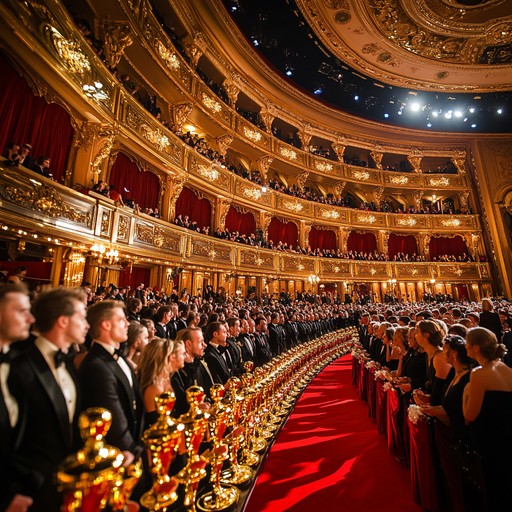 This composition magnifies the exhilarating moment of victory and recognition in awards ceremonies, featuring soaring strings and a powerful brass section that builds to a triumphant climax. The music conveys a sense of achievement, pride, and timeless elegance. Ideal for background during the walk up to the podium or as an introductory fanfare to the evening’s events.