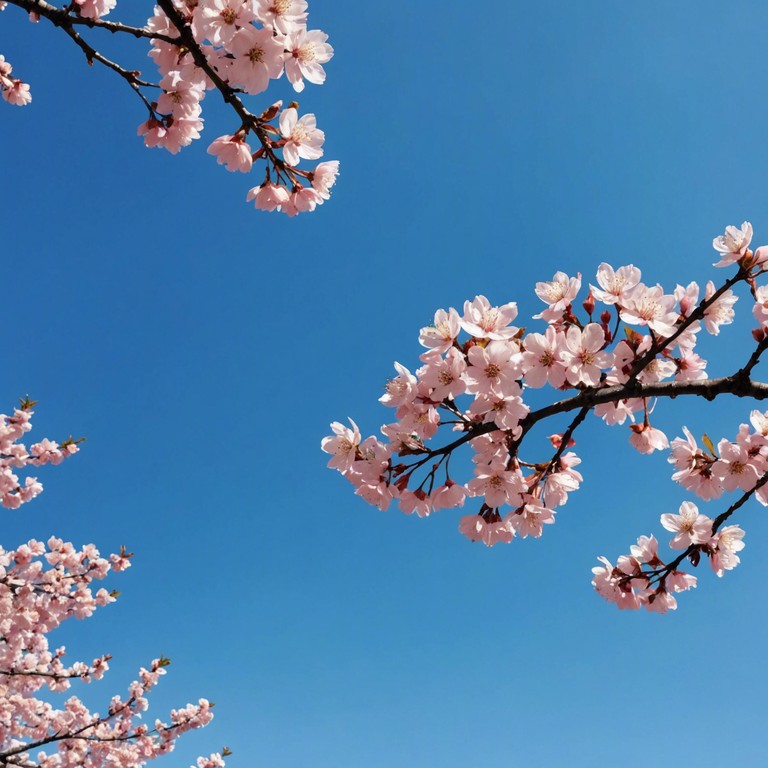 This instrumental j pop track explores the fleeting beauty of cherry blossoms symbolizing the transient nature of life and love. The song merges delicate melodies with a feeling of nostalgia and a touch of hope. The dominant koto instrument underscores a mix of traditional japanese tones merged with modern sensibilities, fitting for reflective moments or scenic visual backdrops.