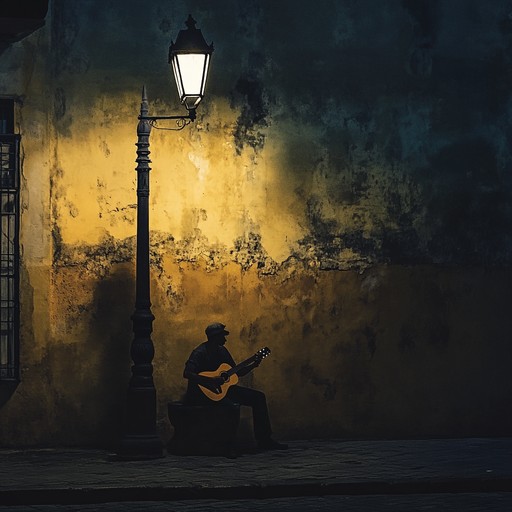 A somber rumba instrumental featuring expressive guitar melodies and gentle percussion, capturing the essence of longing and lost love under the moonlit streets of havana.