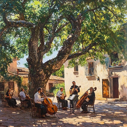 A serene klezmer piece featuring intricate clarinet lines, gentle accordion harmonies, and a flowing rhythm section. It transports listeners to a calm summer afternoon in a quaint village, perfect for reflection and relaxation. The music is both nostalgic and comforting, with a subtle complexity that rewards attentive listening.