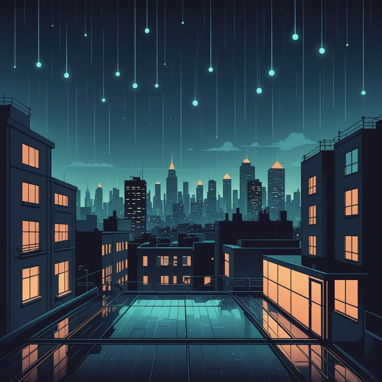 Imagine the soft glare of city lights reflecting on wet streets while gentle, enigmatic sounds envelop the listener in a deeply relaxing yet slightly eerie auditory experience.