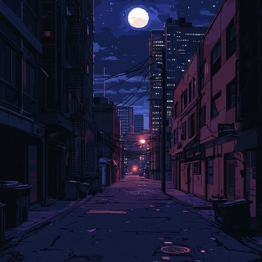 Set in a quiet, mysterious urban landscape at midnight, urban echoes at night captures the sound of a single drum trap echoing through empty streets, creating a haunting but intriguing atmosphere, as if the city itself is speaking in rhythmic beats.