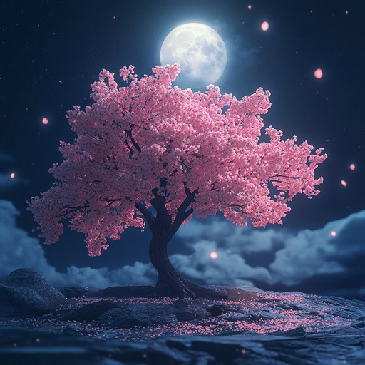 A delicate and soothing composition inspired by romantic anime scenes, featuring the gentle strumming of an acoustic guitar to evoke a serene, intimate atmosphere under moonlit sakura blossoms. Perfect for capturing the essence of fleeting, tender moments and heartfelt emotions. This instrumental piece promises to whisk listeners away to a dreamy, otherworldly anime universe where love blooms peacefully.