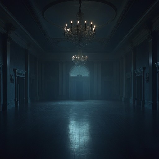 A dark and enigmatic waltz, where the echoes of a grand piano haunt the air, creating a troubling and tense musical journey through an ominous ballroom