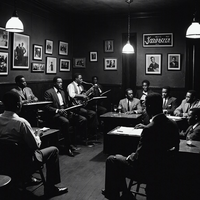 In the heart of harlem's golden age of jazz, an instrumental composition weaves through the streets like an acoustic quilt of soulful longing. A solo saxophone mimics the heartfelt tales whispered by the aged walls of smokey bars. With each note, the saxophone spins a yarn of yesteryears, bringing warmth to those seeking solace in the echoes of a reminiscent soundscape.