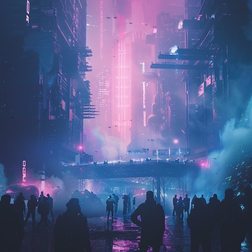 Echoing with synthesizers and driving bass, capturing the euphoric spirit of a victorious uprising in a future cyberpunk city. The beats and melodies evoke defiant triumph in neon lights.