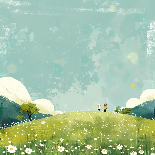 A whimsical and joyful piece with bouncy melodies and playful rhythms, evoking the carefree spirit of an animated adventure in a sunlit meadow. The music captures the essence of lighthearted fun, ideal for anime scenes where characters embark on delightful journeys or enjoy moments of pure joy and freedom. The cheerful tune and lively pace make it perfect for creating an uplifting and positive atmosphere.