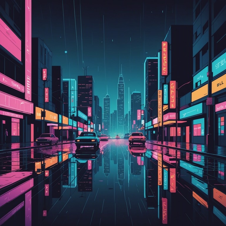 This track seamlessly blends polished, high gloss synthesizers with deep, resonant basslines and a futuristic atmosphere, encapsulating the essence of a neon lit urban landscape under a rain drenched sky. Subtle vocal chops add an ethereal layer, creating a mesmerizing, immersive listening experience.