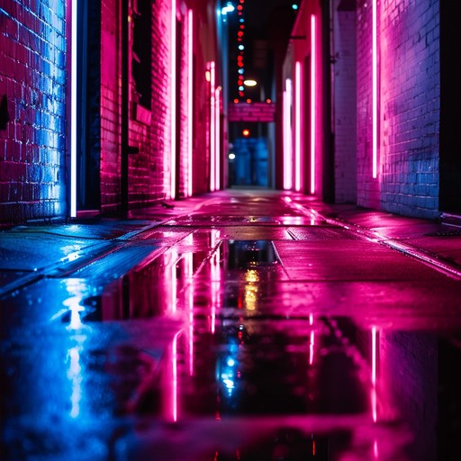 Immerse yourself in a dystopian landscape illuminated by flickering neon lights, where haunting synth melodies echo amidst the shadows of a futuristic metropolis. The composition takes you through the eerie alleys filled with cybernetic whispers and unsettling digital disturbances.