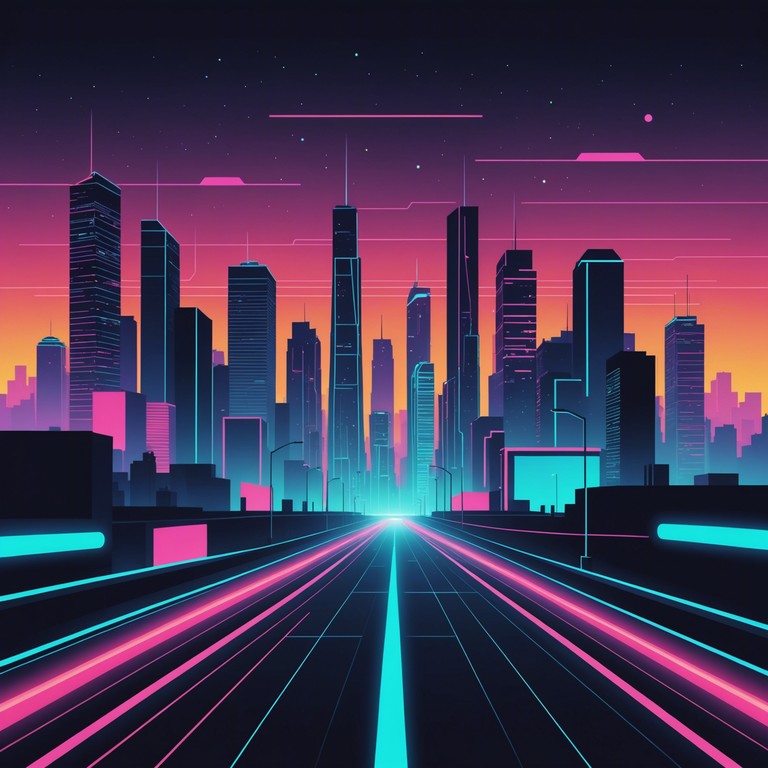 Expanding on the theme of a nocturnal pursuit, this version employs electronically enhanced guitar distortions to create a more futuristic, neon lit atmosphere, suggestive of cyberpunk aesthetics.