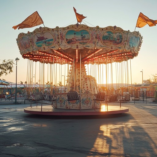 An instrumental piece that blends haunting accordion melodies with distant calliope sounds, capturing the eerie loneliness of an empty carnival at dusk, where echoes of past laughter fade into the cold night.