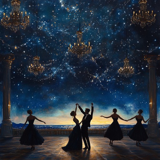 Imagine a dreamy night sky where the stars dance to the rhythm of a swing tune; this piece captures that mystical atmosphere with a delicate balance of jazz rhythms and ethereal melodies, transporting listeners to an otherworldly ballroom. Gentle brushes on the drums, shimmering piano lines, and a soulful clarinet weave a tapestry of sound that feels both timeless and ethereal.