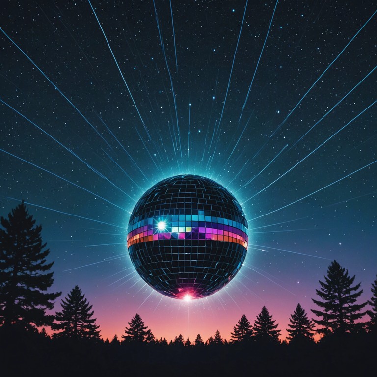 An explosive blend of traditional disco beats with epic orchestral sweeps, featuring powerful brass sections and an electrifying bassline that captures the grandeur of a cosmic event.