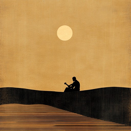 An instrumental fusion of traditional middle eastern oud melodies with modern electronic rhythms, creating a hypnotic auditory journey through moonlit dunes and mystical deserts.