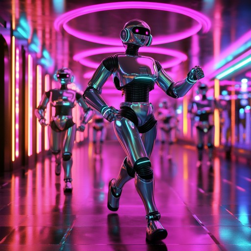 An upbeat and groovy track infusing infectious funk rhythms with playful melodies. Picture robots letting loose in a vibrant, futuristic club. Ideal for creating a fun, dynamic atmosphere with catchy beats and electronic vibes.