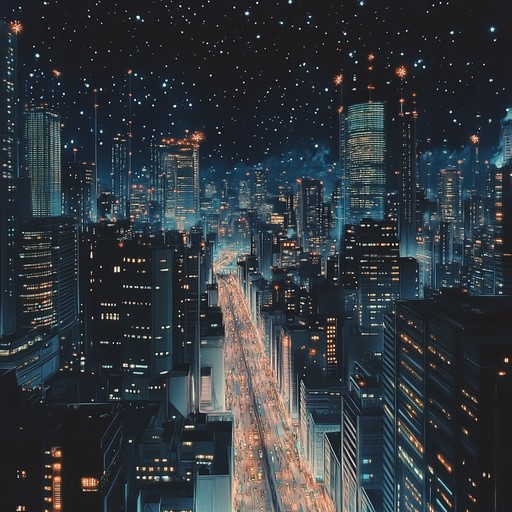 An uplifting instrumental rap track blending modern beats with ethereal synth melodies, capturing the exhilaration of exploring a vibrant cityscape under starry skies