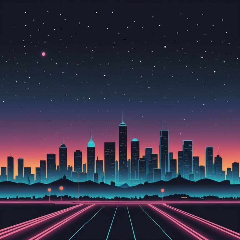 Dive into a world where futuristic landscapes meet soothing melodies, embracing the mysterious aura of an illuminated nocturnal cityscape. The music flows like a gentle river, intertwining the soft whirrs of retro futuristic machines with a serene atmosphere, evoking feelings of calm solitude in a sprawling cybernetic metropolis.