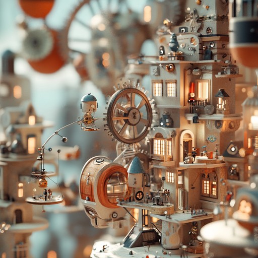 Embark on a sensory adventure through a whimsical toyland, where the tick tocking of clockwork mechanisms creates a playful yet dramatic atmosphere. This toytronica track evokes the essence of childhood fantasies filled with mischievous escapades and dreamlike wonders.