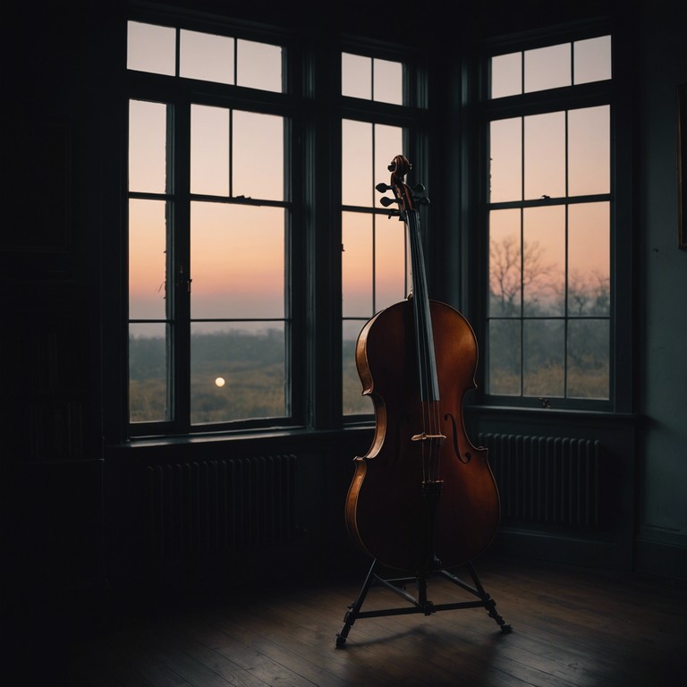 An orchestral composition that envelopes the listener in deep emotional layers, interpreting the complexities of heartache and retrospective contemplation through the soothing, deep tones of a cello, accompanied by a soft orchestral backdrop. An intimate exploration of sentimental attachment and the pain of letting go