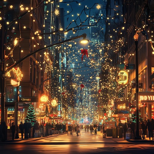 An uplifting instrumental piece that embodies the dazzling lights, cheerful crowds, and joyful atmosphere of broadway during the holiday season. The music combines lively rhythms and melodic themes reminiscent of classic broadway tunes with a festive twist.