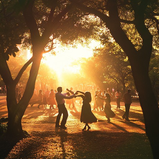 Envision a sunlit park where couples dance in synchrony, their movements flowing effortlessly to an upbeat waltz. This composition captures the cheerful and lively atmosphere of an afternoon spent in shared joy. The melody, led by a vibrant accordion, infuses energy and a sense of companionship.