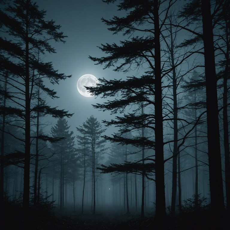 Imagine a soundtrack for a late night walk through a mist enveloped park, where every soft rustle and distant echo builds the suspense. The piece should consist primarily of elongated, haunting notes that linger, crafted to make the listener’s skin tingle as if caught in a cobweb of shadows.