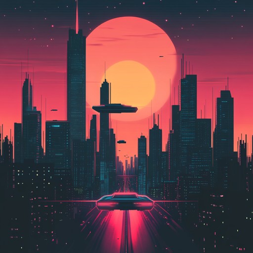 Travel through a retro futuristic world where pulsating synths and driving bass lines create an expansive cosmic journey. This instrumental piece captures the essence of an 80s inspired sci fi noir, enhanced by lush synthesizer textures and hypnotic rhythms, evoking imagery of neon lit cityscapes and intergalactic travels