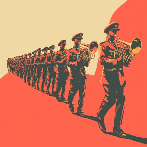 A powerful and energetic military march featuring bold and heroic melodies played by brass instruments. The composition evokes a sense of triumph, pride, and unity, perfect for parades and celebratory events. Percussion and marching rhythms drive the piece forward, creating an uplifting atmosphere.