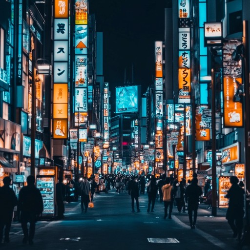 An upbeat instrumental blending electronic rhythms with traditional japanese melodies, capturing the vibrant nightlife of tokyo.