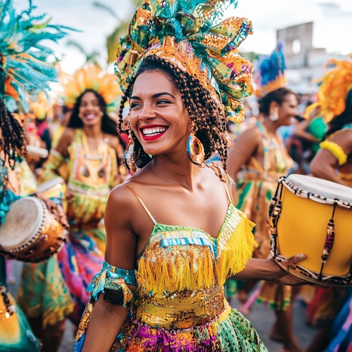 Experience the vibrance of rio de janeiro's carnival through an electrifying samba beat. The rapid percussion and syncopated rhythms drive the listener into an uncontrollable urge to dance. This track captures the essence of street parades, festive colors, and unbridled joy, powered by dynamic drumming and lively instrumentation.