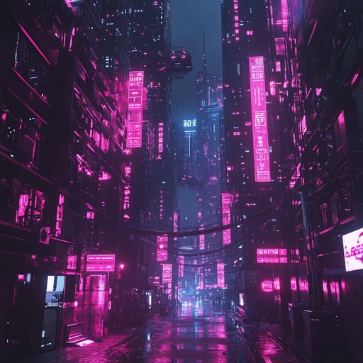 Immerse yourself in a thrilling cyberpunk chase scene with rapid beats, pulsating basslines, and shimmering synths. The track captures the essence of a neon lit futuristic city, where tension and adrenaline run high as you navigate through dark alleyways and towering skyscrapers. Perfect for high energy scenes and intense moments.