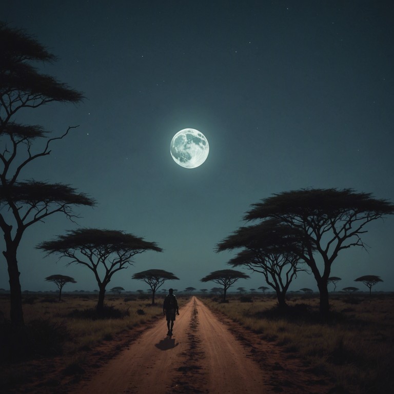 A chilling exploration of nightfall in the african savanna, where traditional beats meet the suspense of the unknown, creating a fusion that is both haunting and entrancing.